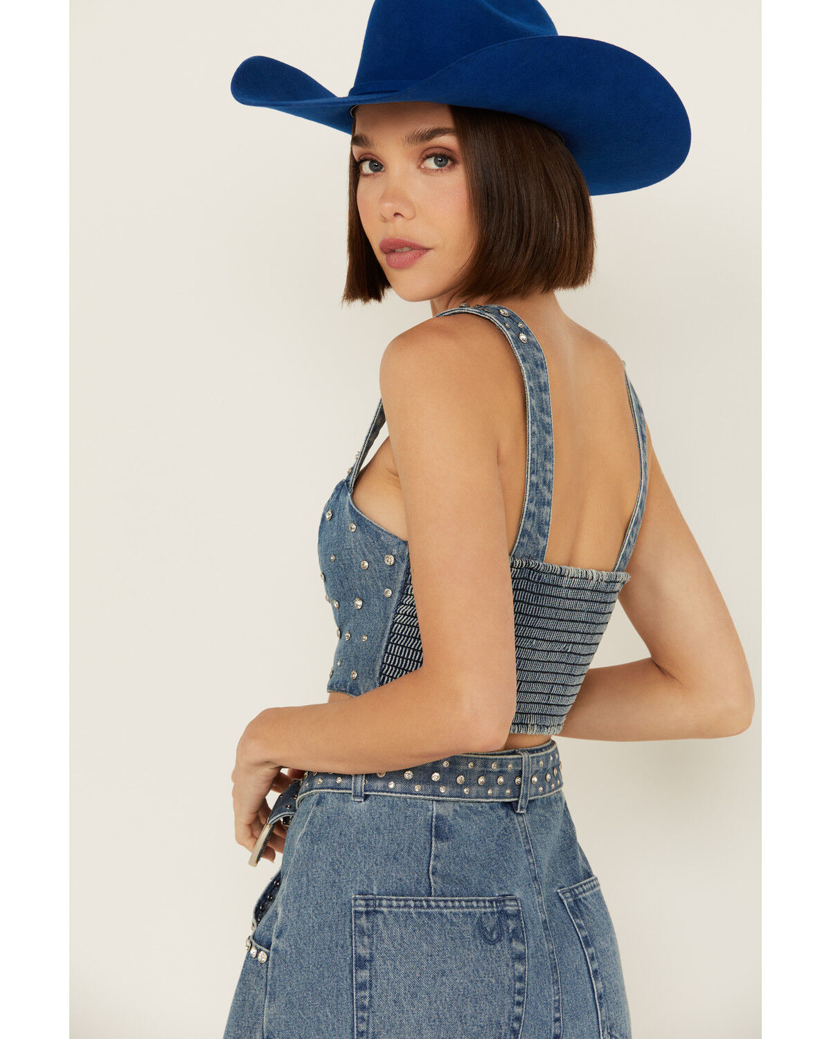 Image #4 - Show Me Your Mumu Women's Dover Embellished Corset Denim Top, , hi-res