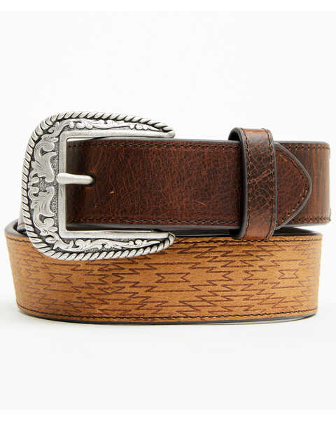 RANK 45® Men's Holt Southwestern Embossed Leather Belt , Dark Brown, hi-res