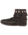 Image #4 - Minnetonka Double Fringe Side Zip Moccasin, Black, hi-res