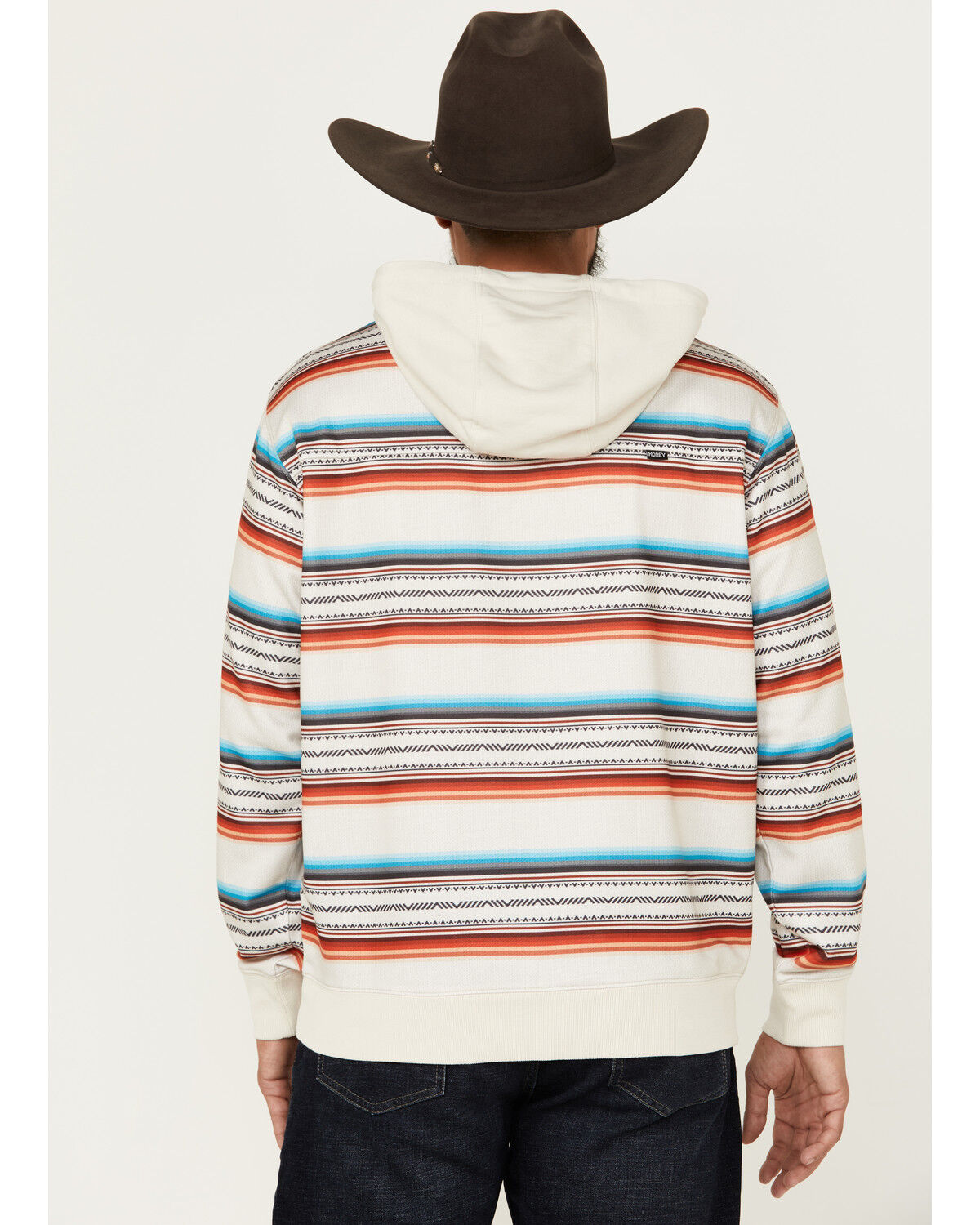 Image #4 - Hooey Men's Mesa Serape Striped Hooded Sweatshirt, Cream, hi-res
