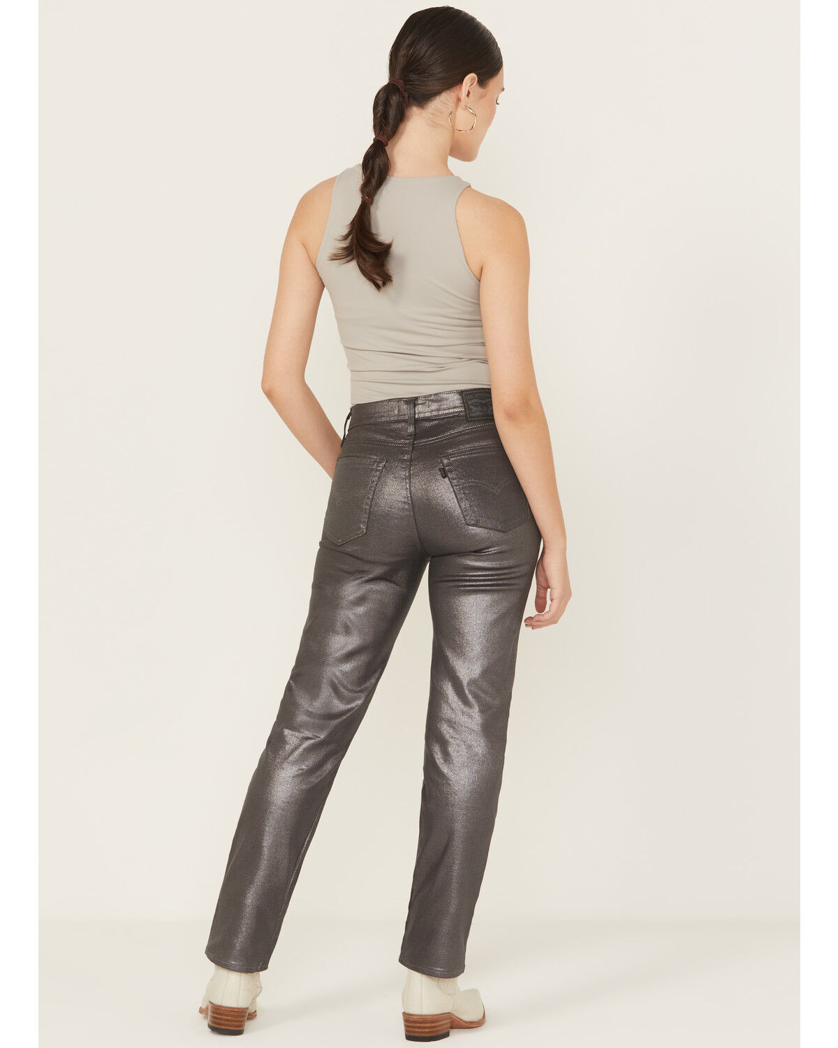 Image #3 - Levi's Women's Shine Til Dawn 724 High Rise Coated Straight Stretch Denim Jeans, Grey, hi-res