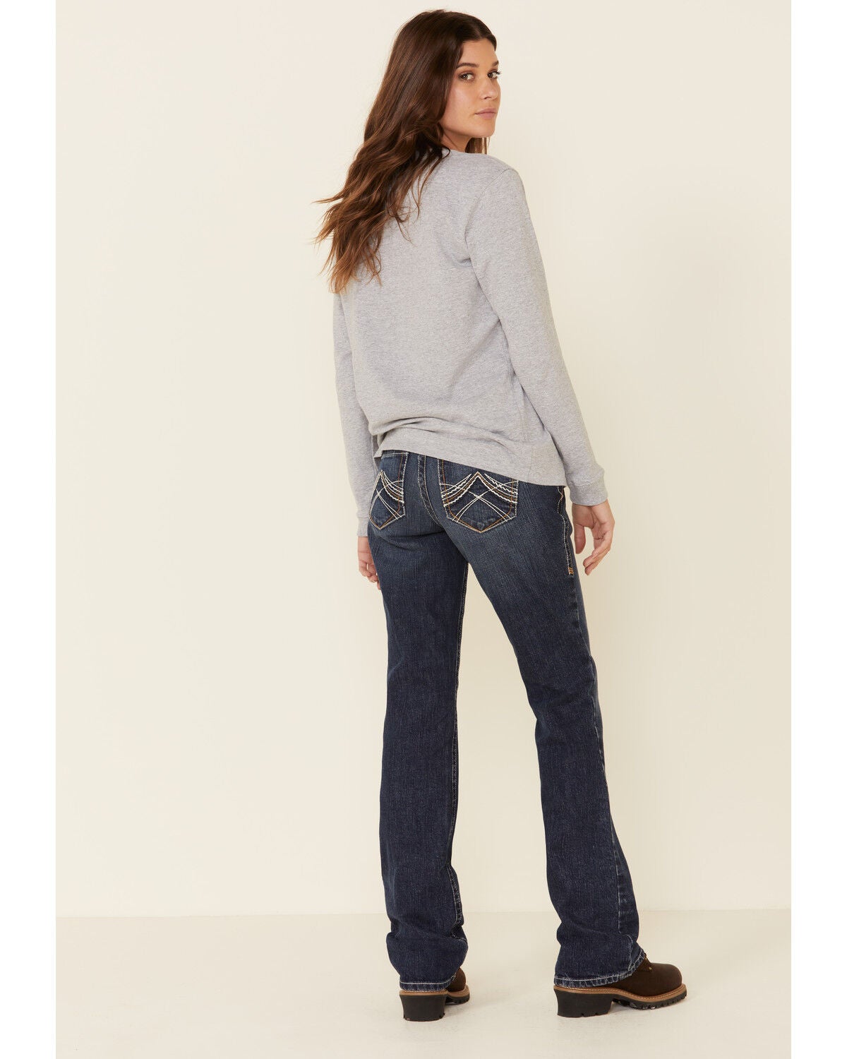 Ariat Women's Boot Barn Exclusive Durastretch FR Whipstitch Bootcut Jeans, Blue, hi-res