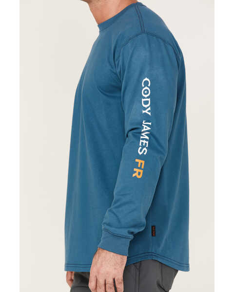 Image #3 - Cody James Men's FR Logo Long Sleeve Work T-Shirt , Blue, hi-res