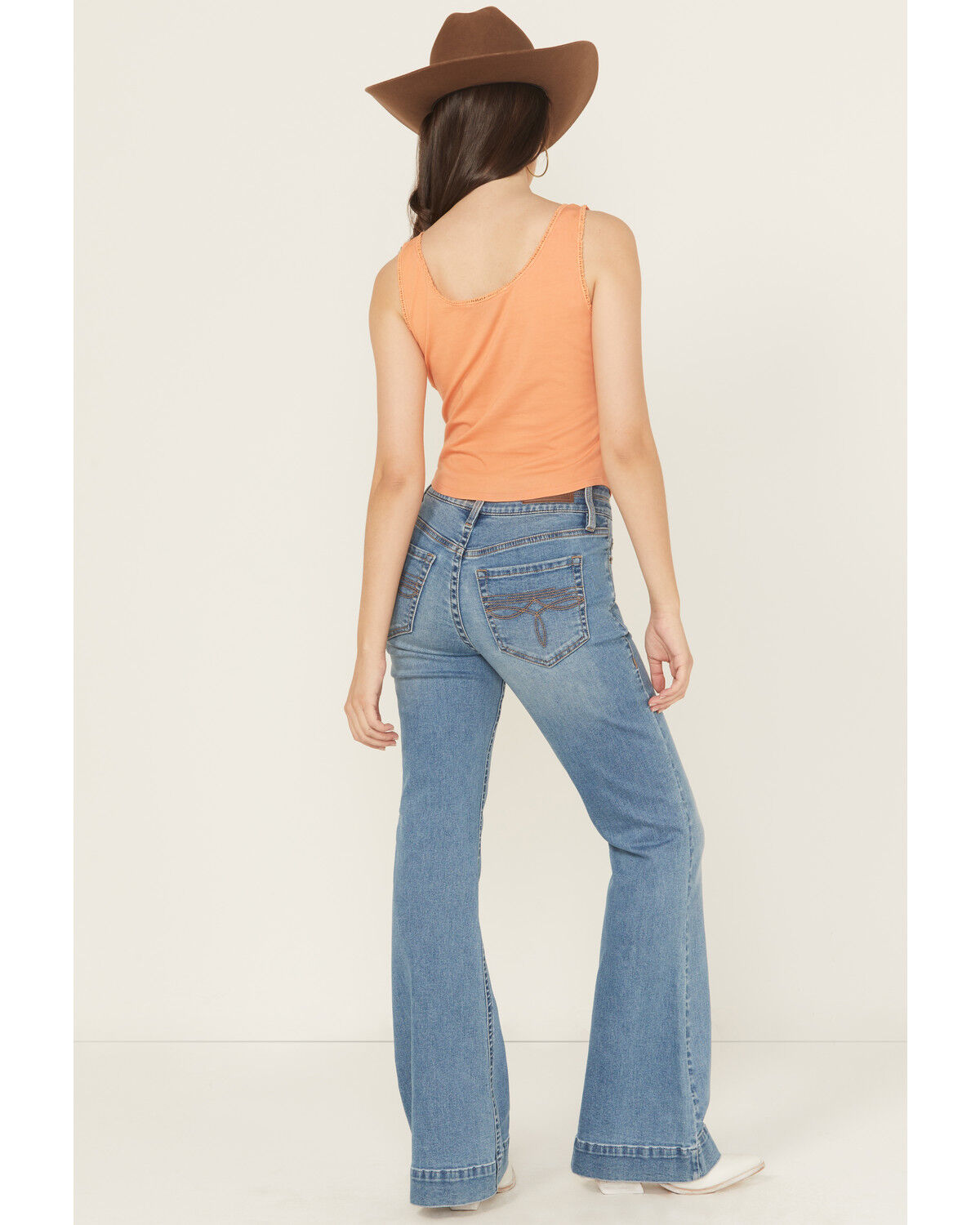 Image #3 - Rock & Roll Denim Women's Medium Wash High Rise Trouser Double Waistband Stretch Denim Jeans, Medium Wash, hi-res