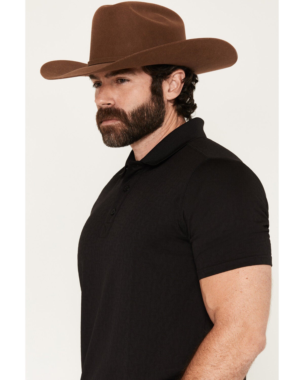 Image #2 - RANK 45&reg; Men's Wayne Solid Short Sleeve Button-Down Polo, Black, hi-res