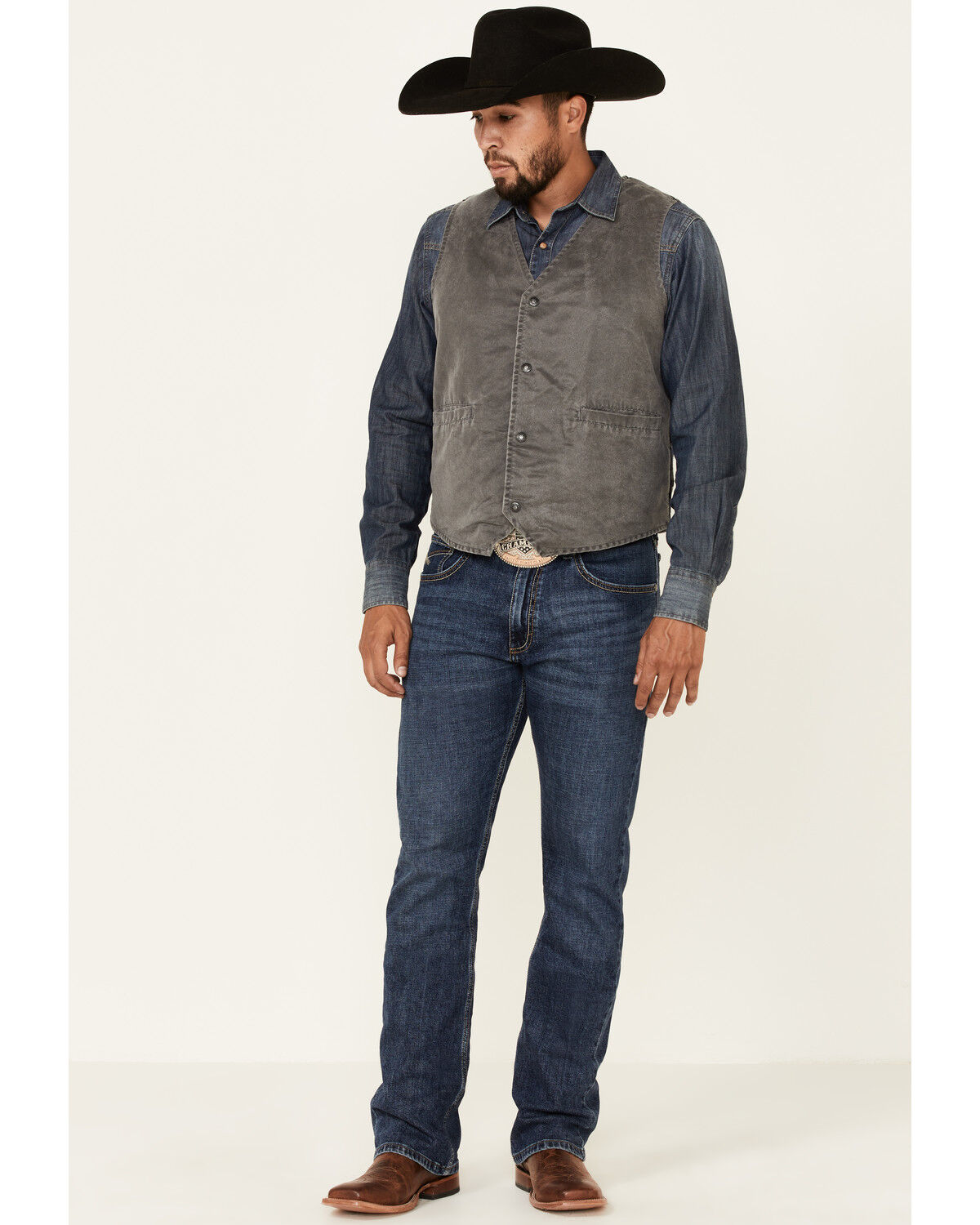 Image #2 - Outback Trading Co. Men's Sebastian Snap-Front Vest, Charcoal, hi-res