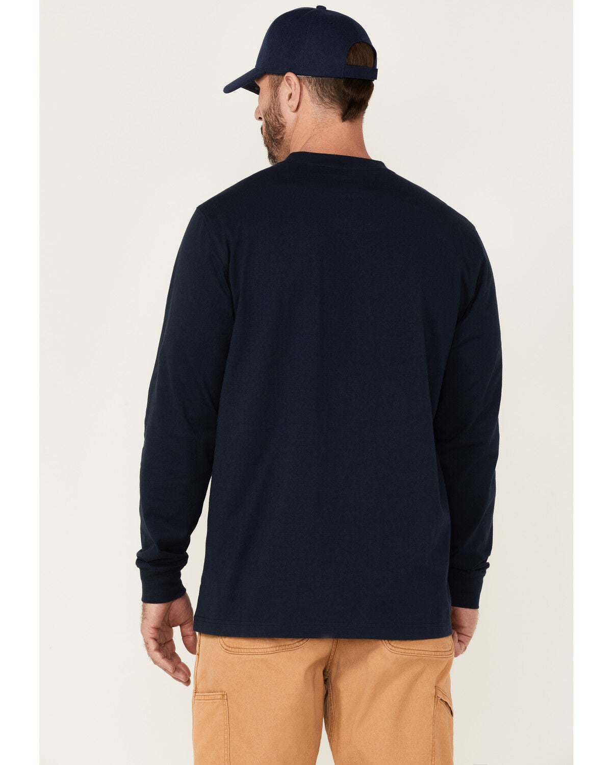 Image #4 - Hawx Men's Solid Navy Forge Long Sleeve Work Pocket T-Shirt - Big, Navy, hi-res