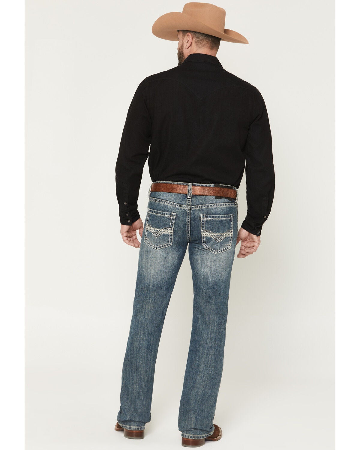 Image #3 - Rock & Roll Denim Men's Pistol Dark Wash Bootcut Denim Jeans, Dark Wash, hi-res