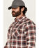 Image #2 - Cody James Men's FR Plaid Print Long Sleeve Snap Work Shirt, Burgundy, hi-res