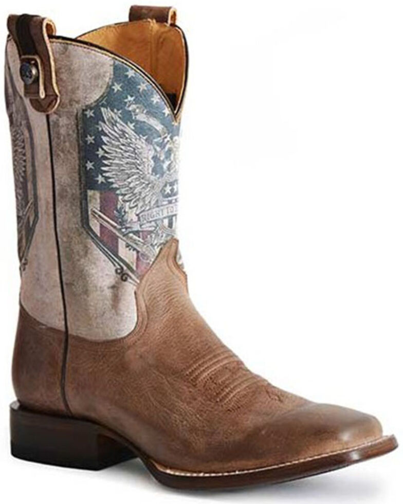 Roper Men's 2nd Amendment Western Boots - Wide Square Toe, Brown, hi-res