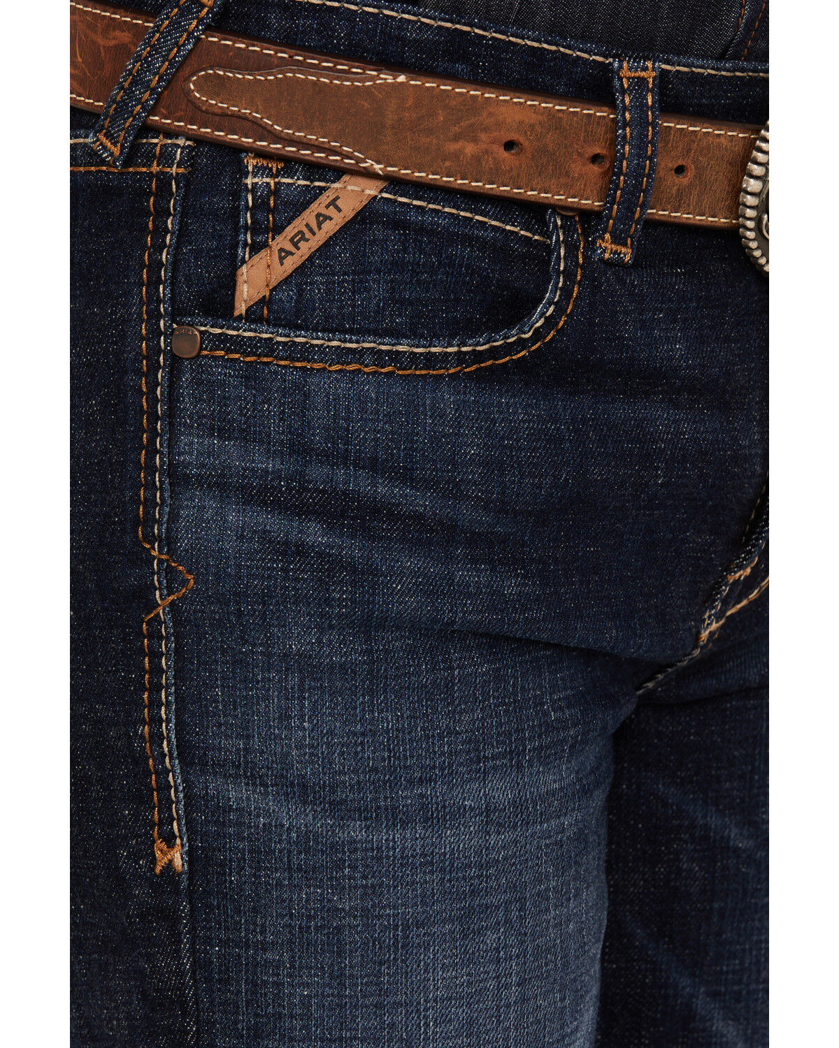 Image #2 - Ariat Boys' B4 Relaxed Bootcut Stretch Denim Jeans, Dark Wash, hi-res
