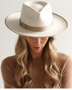 Gigi Pip Women's Monroe Off White Soft Wool Teardrop Rancher Hat , Cream, hi-res