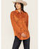 Image #1 - Shyanne Women's Faux Suede Laser Cutout Shacket, Caramel, hi-res