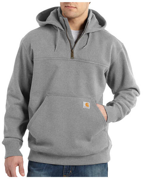 Image #2 - Carhartt Men's Rain Defender Paxton Hooded Zip Mock Work Sweatshirt, Hthr Grey, hi-res
