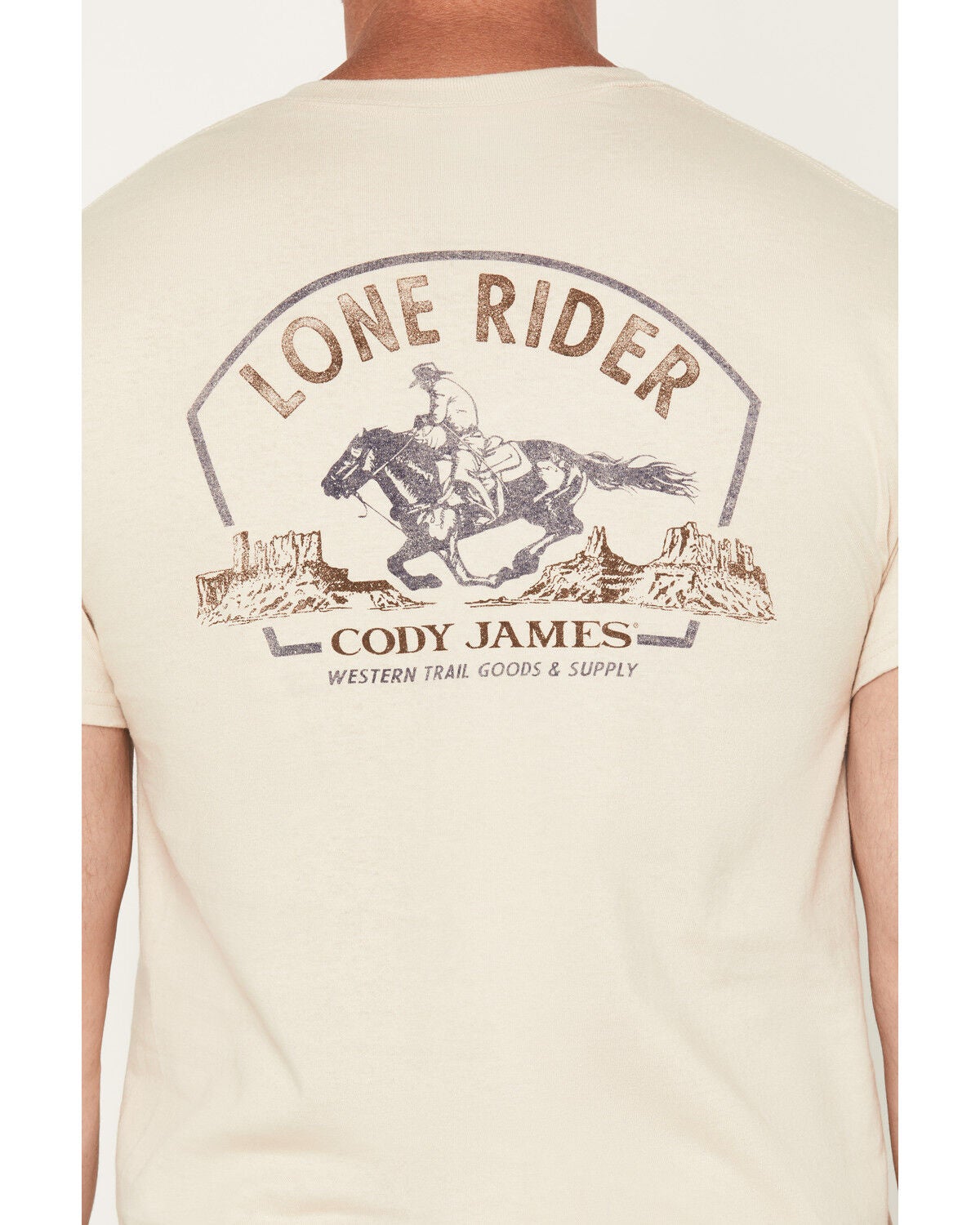 Image #4 - Cody James Men's Lone Rider Short Sleeve Graphic T-Shirt, Sand, hi-res