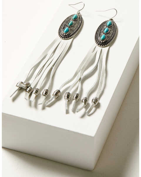 Image #1 - Cowgirl Confetti Women's Three Bells Concho & Tassel Earrings, Silver, hi-res