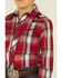 Image #3 - Roper Boys' Plaid Print Embroidered Bull Yoke Long Sleeve Snap Western Shirt, Red, hi-res