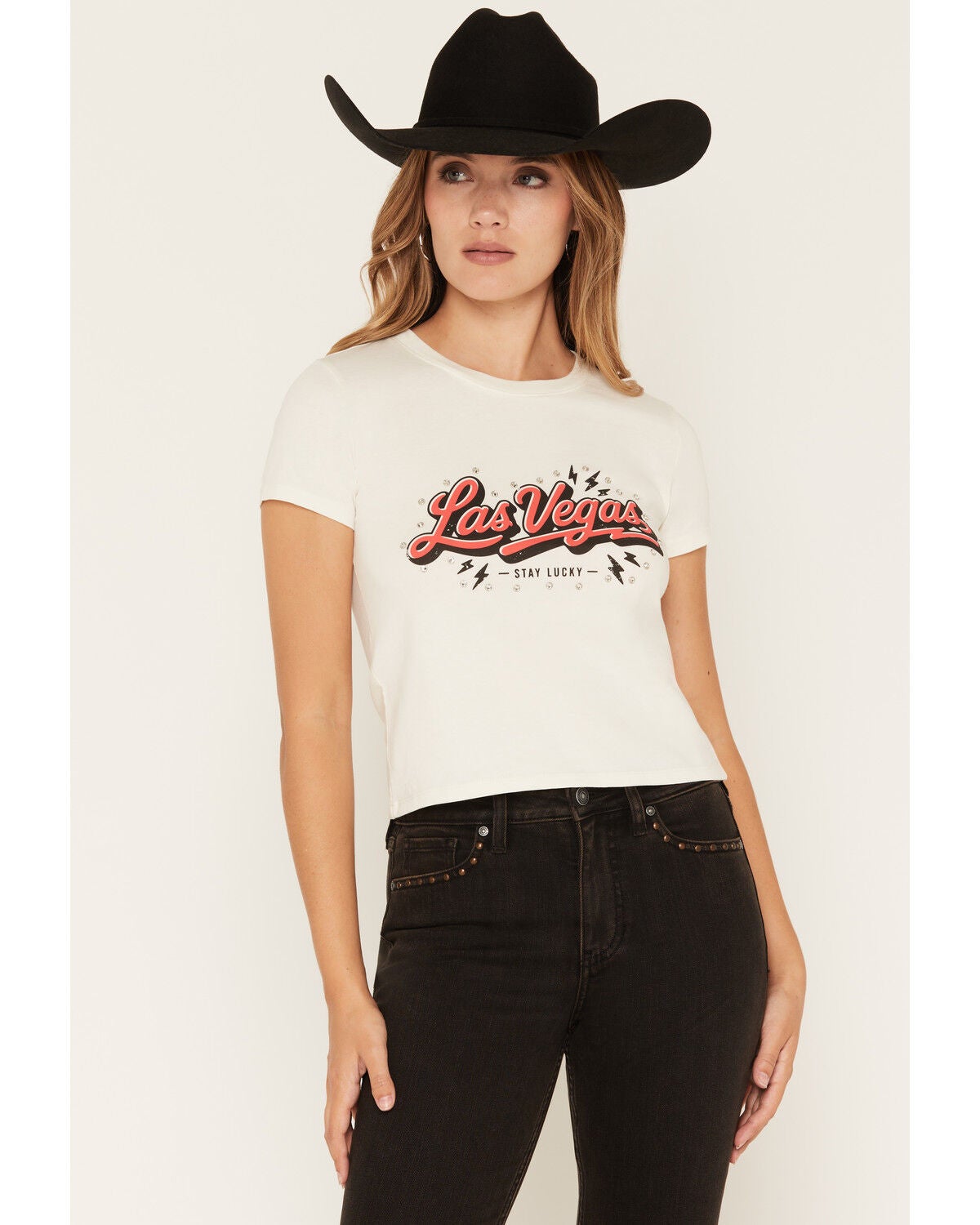 Blue Life Women's Vegas Lucky Short Sleeve Graphic Tee, White, hi-res