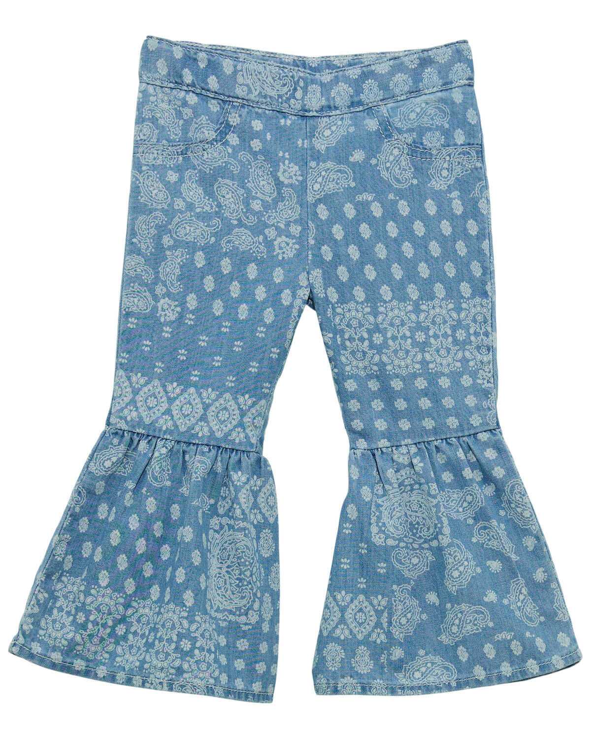 Image #2 - Wrangler Infant Girls' Light Wash Bandana Print Flare Denim Jeans, Light Wash, hi-res