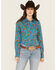 Image #1 - Cinch Women's Floral Long Sleeve Button-Down Western Shirt, Blue, hi-res