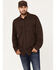 Image #1 - Brothers and Sons Men's Solid Pigment Slub Button Down Western Shirt, Dark Brown, hi-res