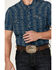 Image #3 - Panhandle Men's Southwestern Print Short Sleeve Pearl Snap Performance Western Shirt, Dark Blue, hi-res