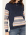 Image #3 - RANK 45® Women's Stripe Contrast Hooded Pullover, Navy, hi-res