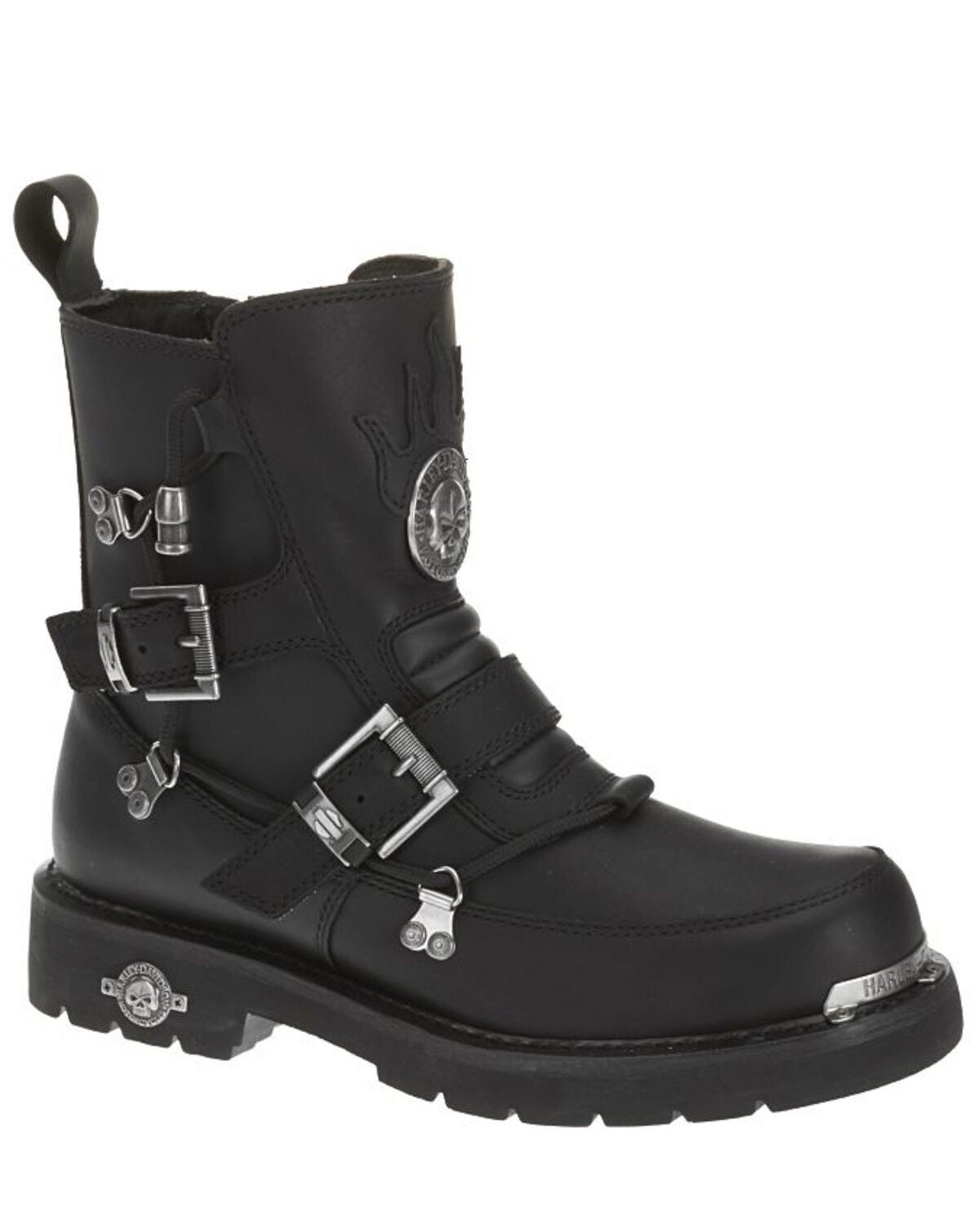 Harley Davidson Men's Distortion Skull Moto Boots - Round Toe, Black, hi-res