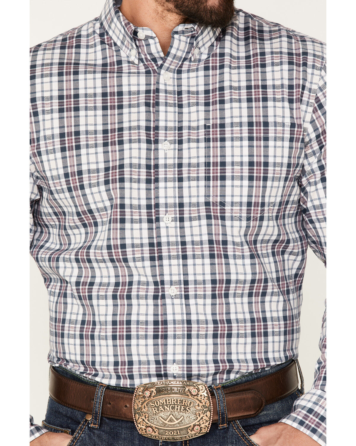 Image #3 - Cody James Men's Tonight Small Plaid Print Button-Down Western Shirt, White, hi-res