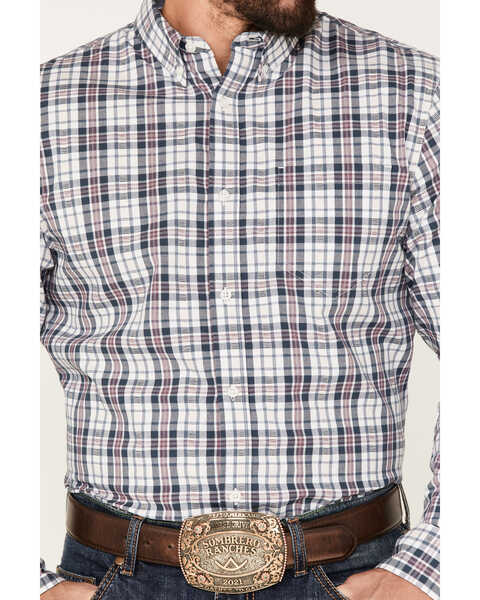 Cody James Men's Tonight Small Plaid Button Down Western Shirt , White, hi-res