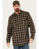 Image #1 - Hawx Men's FR Midweight Plaid Print Long Sleeve Button-Down Work Shirt, Brown, hi-res