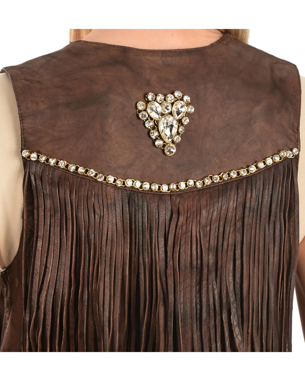 Image #6 - Kobler Leather Women's Yucaipa Fringe & Rhinestone Leather Vest, Brown, hi-res