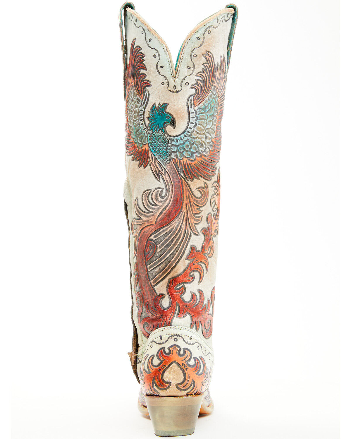 Image #5 - Corral Women's Fire Phoenix Hand Tooled And Painted Tall Western Boots - Snip Toe, White, hi-res