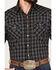 Image #3 - Ely Walker Men's Plaid Print Long Sleeve Pearl Snap Western Shirt , Black, hi-res