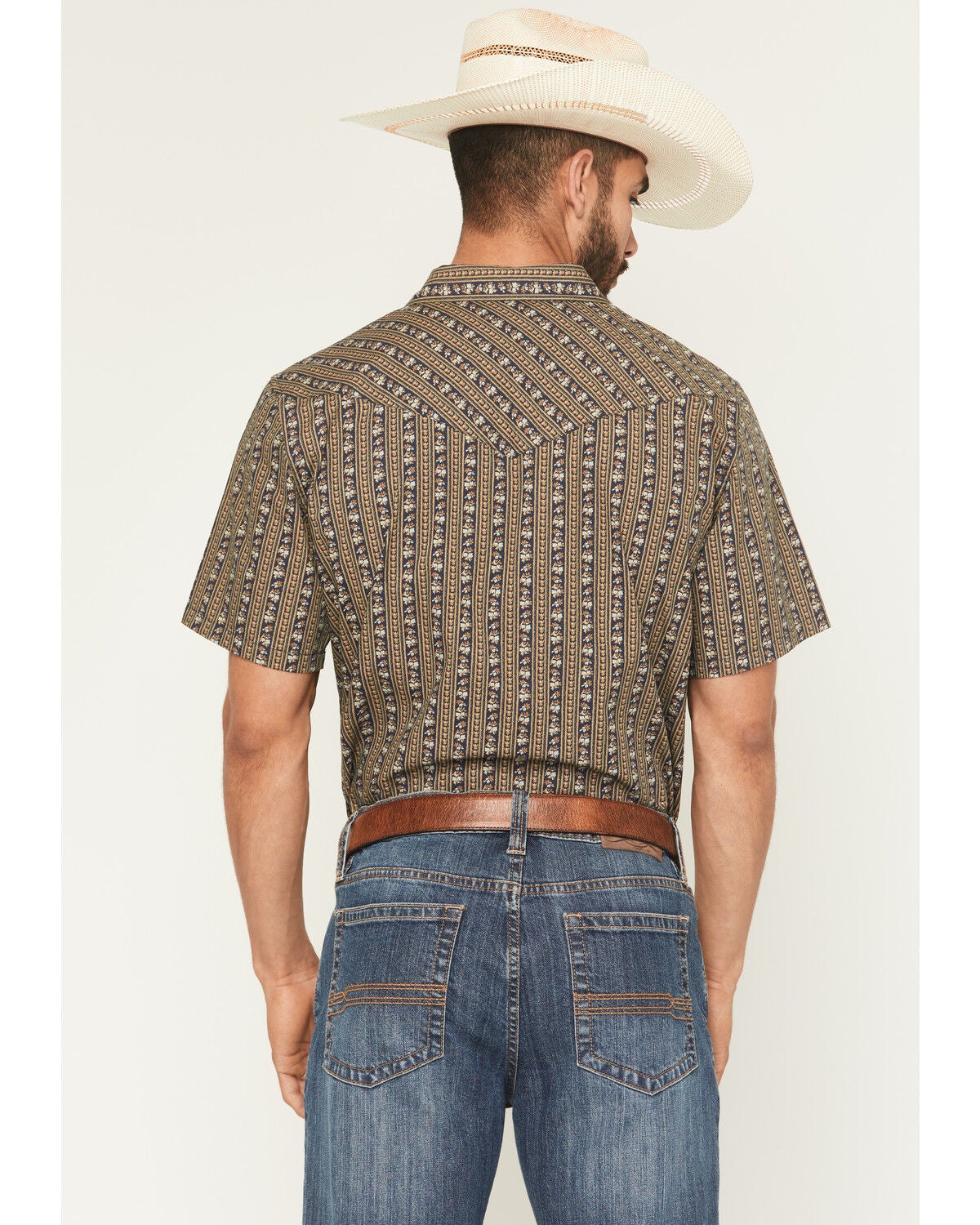 Image #4 - Gibson Trading Co Men's Evolve Floral Striped Short Sleeve Snap Western Shirt - Tall, Navy, hi-res