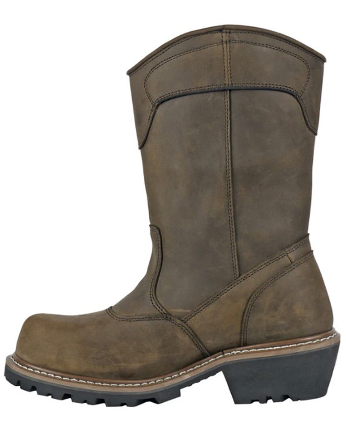 Image #3 - Hoss Men's Buford Logger Pull-On Waterproof Logger Work Boots - Composite Toe, Brown, hi-res