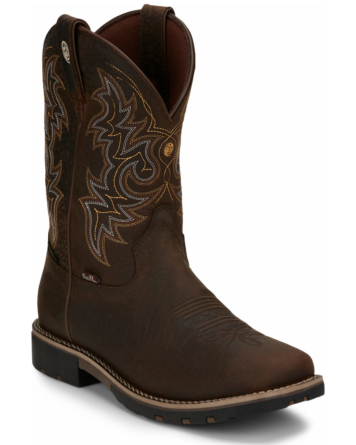 Image #1 - Justin Men's Fireman Brown Western Boots - Square Toe, Brown, hi-res