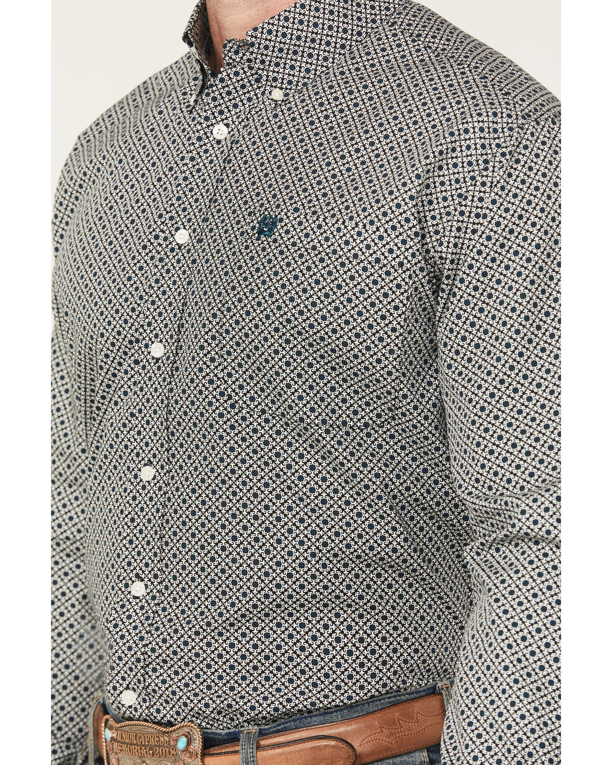 Image #3 - Cinch Men's Medallion Print Long Sleeve Button-Down Western Shirt, Cream, hi-res