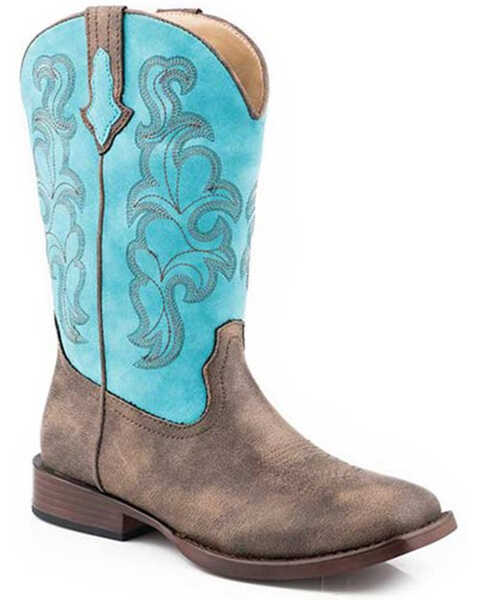 Roper Women's Cowboy Classic Faux Shaft Performance Western Boots - Square Toe , Brown, hi-res