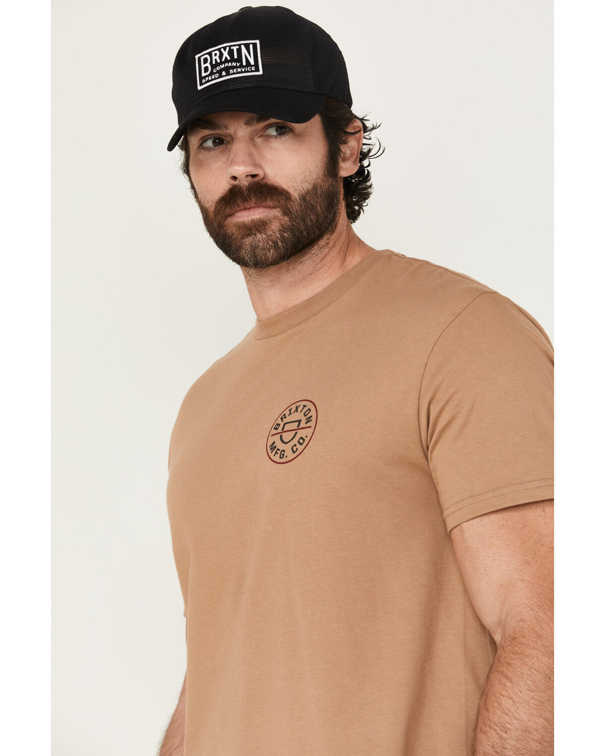 Image #4 - Brixton Men's Crest II Logo Short Sleeve Graphic T-Shirt, Tan, hi-res