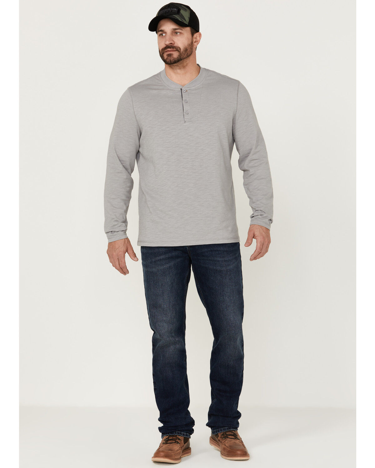 Image #2 - Brothers and Sons Men's Solid Heather Slub Long Sleeve Henley Shirt, Light Grey, hi-res