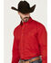 Image #2 - George Strait by Wrangler Men's Long Sleeve Button-Down Stretch Western Shirt - Tall , Red, hi-res