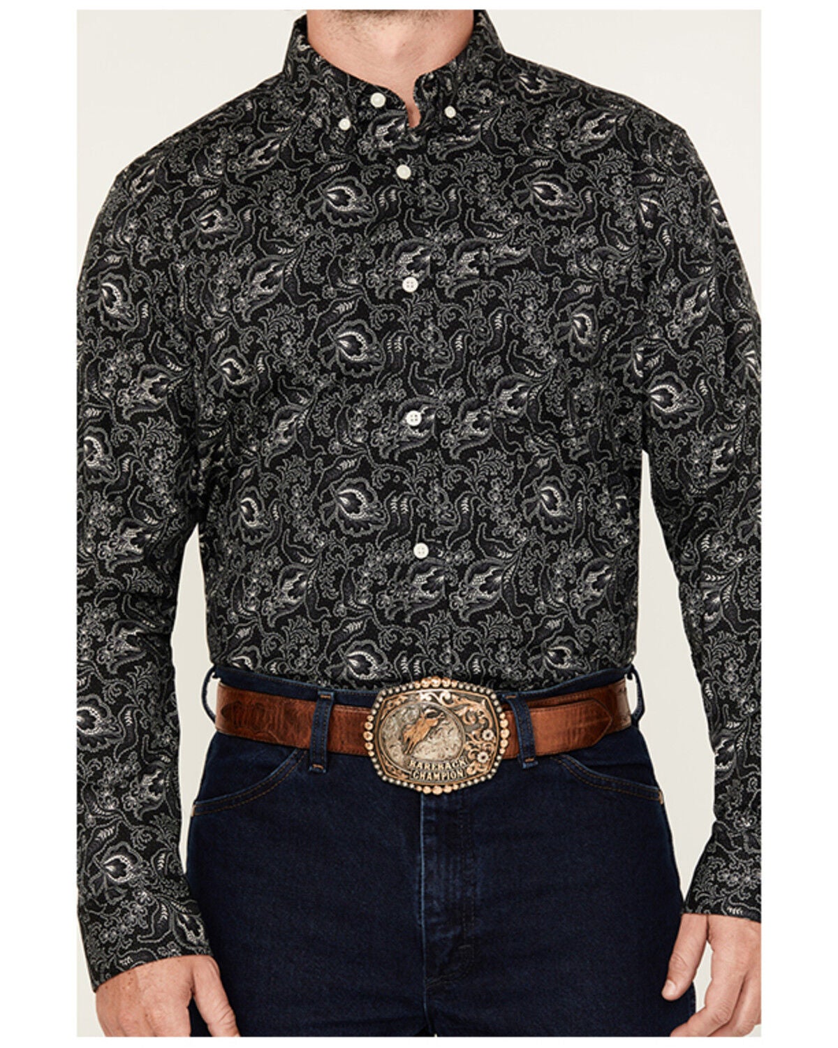 Image #3 - Cody James Men's Parker Paisley Print Long Sleeve Button-Down Stretch Western Shirt - Tall, Black, hi-res