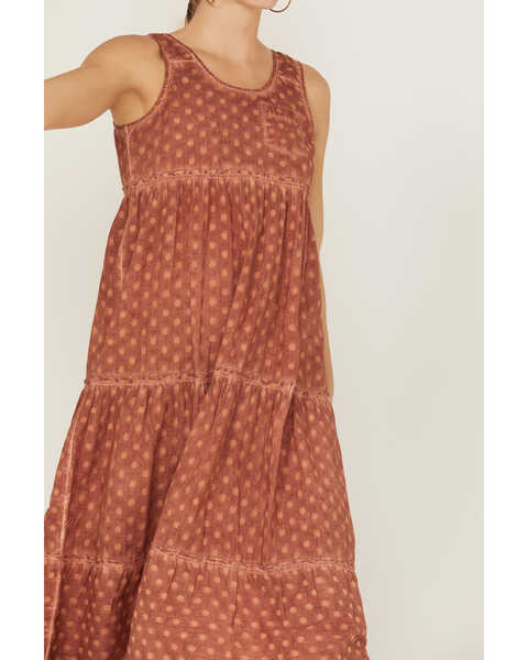 Image #4 - Cleo + Wolf Women's Textured Floral Midi Dress, Brick Red, hi-res