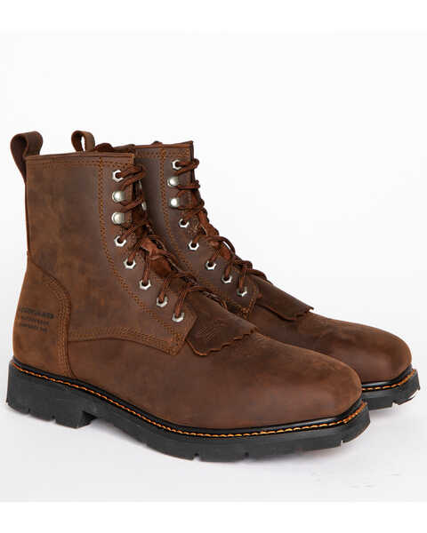 Cody James Men's 8" Lace Up Kiltie Waterproof Work Boots - Composite Toe, Brown, hi-res