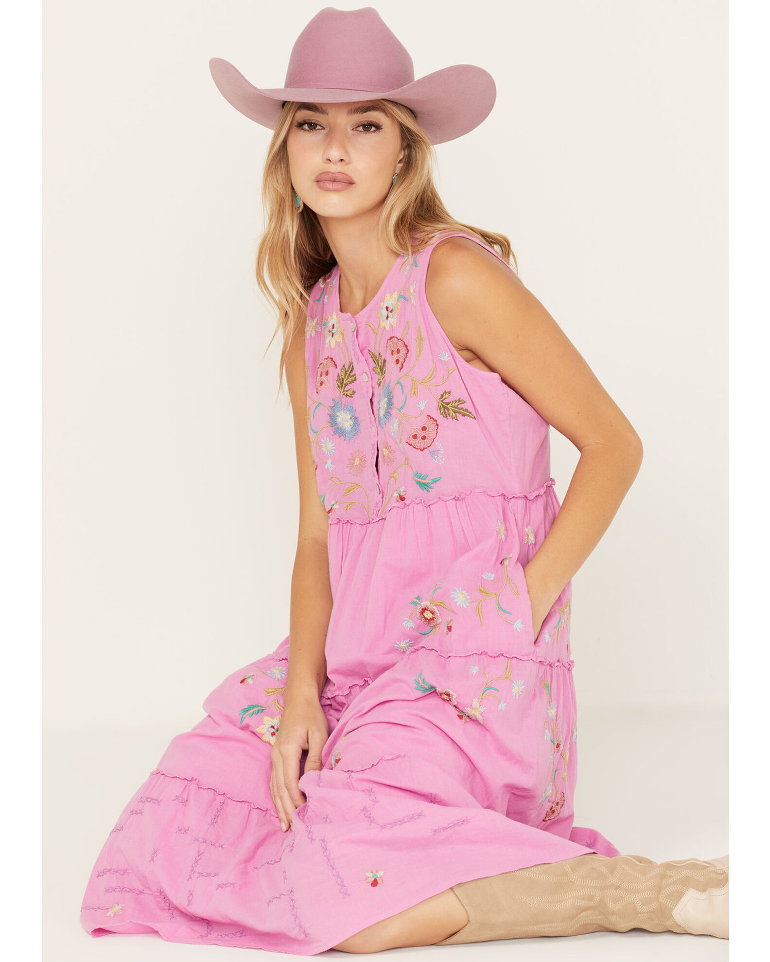 Tiered embroidered dress top