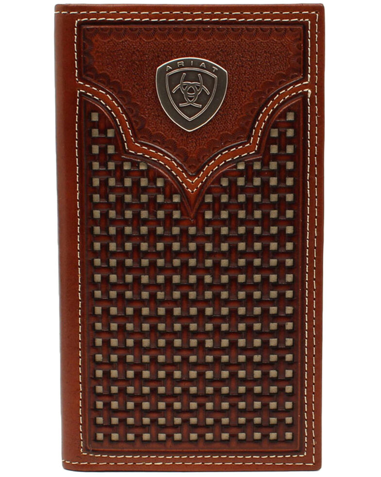 Ariat Men's Rodeo Shield Concho Western Wallet, Brown, hi-res