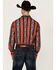 Image #4 - Wrangler Men's Checotah Southwestern Striped Print Long Sleeve Pearl Snap Western Shirt, Red, hi-res