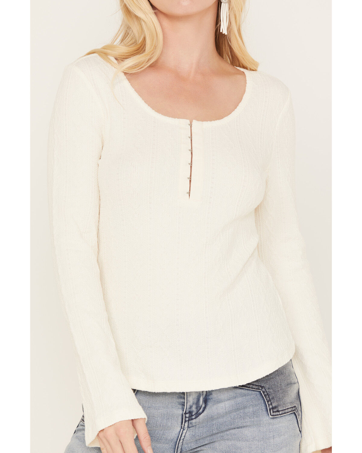 Image #3 - Idyllwind Women's Wade Long Sleeve Henley Shirt, Ivory, hi-res