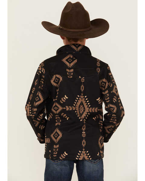 Image #4 - Hooey Boys' Southwestern Print Softshell Jacket , Black, hi-res